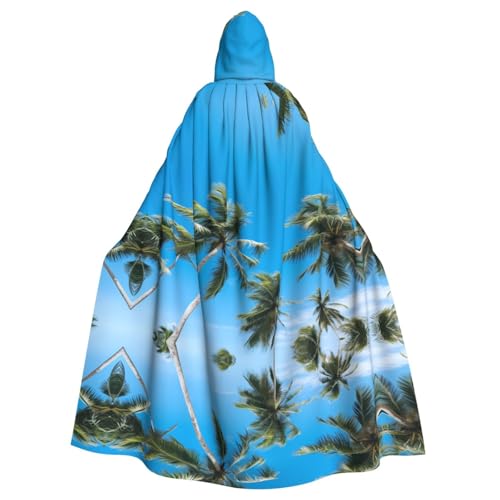 WZYWHJ Coconut Grove By The Sea Printing Aldult Cosplay Poncho Hooded Cloak for Men and Women Halloween Party von WZYWHJ