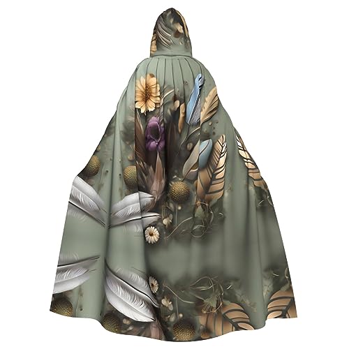 WZYWHJ Cosplay-Poncho mit Feder-Blumendruck, Aldult Qualität, Umhang mit Kapuze für Damen und Herren von WZYWHJ