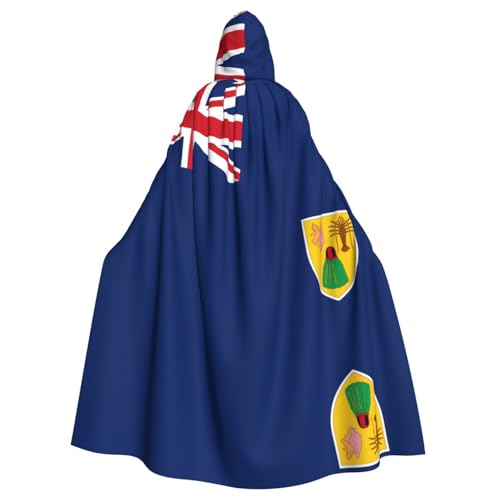 WZYWHJ Cosplay Poncho mit Flagge der Türken- und Caicosinseln, bedruckt, für Damen und Herren, Halloween-Party von WZYWHJ