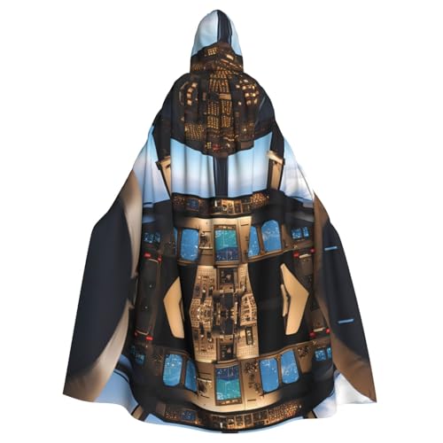 WZYWHJ Cosplay-Poncho mit Kapuze, Flugzeug-Cockpit-Druck, für Damen und Herren, Halloween-Party von WZYWHJ