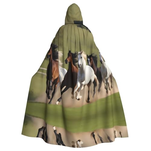 WZYWHJ Cosplay-Poncho mit Kapuze, Motiv: Pferde im Galopp, Aldult Qualität, für Damen und Herren, Halloween von WZYWHJ