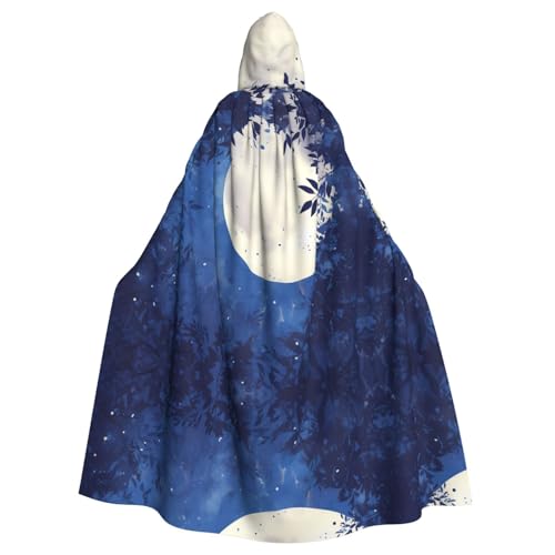 WZYWHJ Cosplay-Poncho mit Kapuze, Motiv: Vollmond in der Nacht, für Damen und Herren, Halloween-Party von WZYWHJ