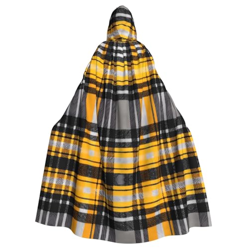 WZYWHJ Cosplay-Poncho mit Kapuze, für Damen und Herren, Gelb / Grau / Schwarz / Karomuster von WZYWHJ