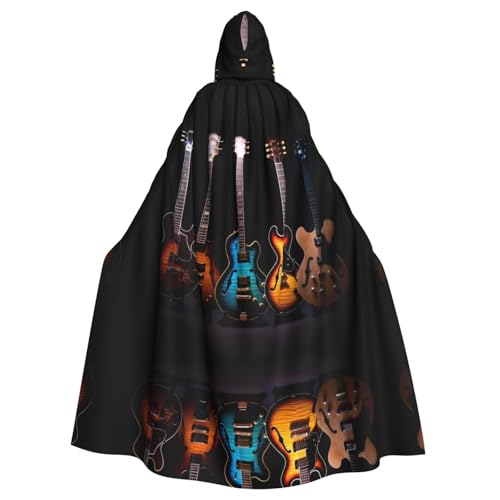 WZYWHJ Cosplay-Poncho mit Kapuze, für Damen und Herren, Motiv: Gitarre, Bass, Musikinstrumente, Aldult von WZYWHJ