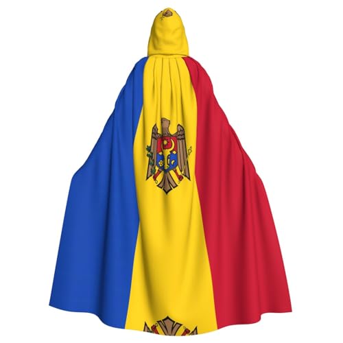 WZYWHJ Cosplay Poncho mit Kapuze für Damen und Herren, Motiv: Flagge Moldawiens, Aldult-Qualität von WZYWHJ