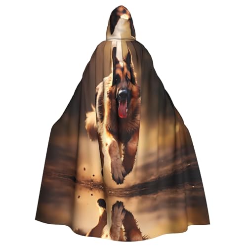 WZYWHJ Cosplay-Poncho mit Kapuze für Damen und Herren, Motiv: laufender Schäferhund, Aldult von WZYWHJ