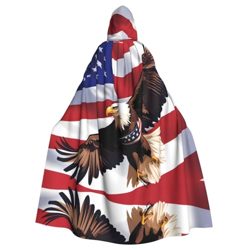 WZYWHJ Cosplay Poncho mit Kapuze und Patriotischer Adler mit amerikanischer Flagge, hochwertiger Cosplay-Poncho für Damen und Herren, Halloween von WZYWHJ