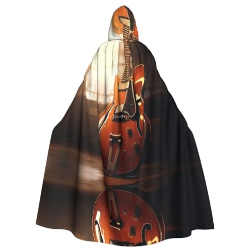 WZYWHJ Cosplay-Poncho mit Vintage-Gitarren-Druck, Aldult Qualität, Umhang mit Kapuze für Damen und Herren von WZYWHJ