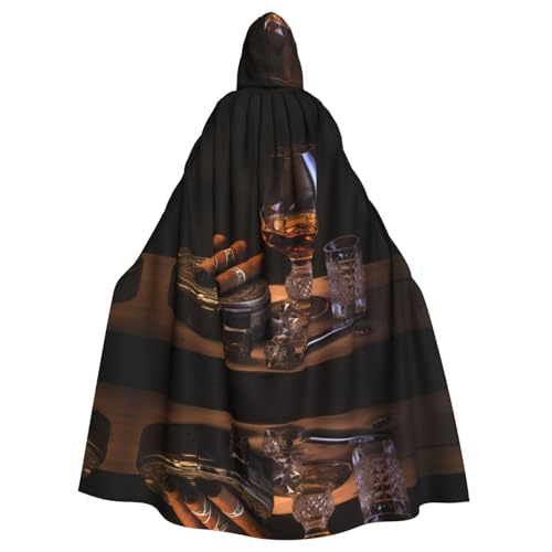 WZYWHJ Cosplay-Poncho mit Zigarren- und Whisky-Muster, für Damen und Herren, Halloween-Party von WZYWHJ