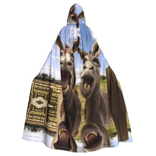 WZYWHJ Cosplay Poncho mit lustigem Eselmotiv, mit Kapuze, für Damen und Herren, Halloween-Party von WZYWHJ