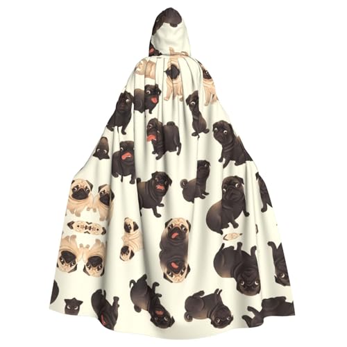 WZYWHJ Cosplay-Poncho mit niedlichem Mops-Motiv, für Damen und Herren, Halloween-Party von WZYWHJ