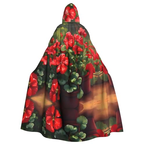 WZYWHJ Cosplay Poncho mit rotem Geranien-Muster, Aldult Qualität, für Damen und Herren, Halloween von WZYWHJ