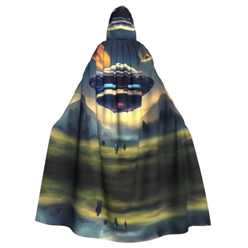 WZYWHJ Craft Landing Pattern Aldult Cosplay Poncho Kapuzenumhang für Damen und Herren Halloween Party von WZYWHJ