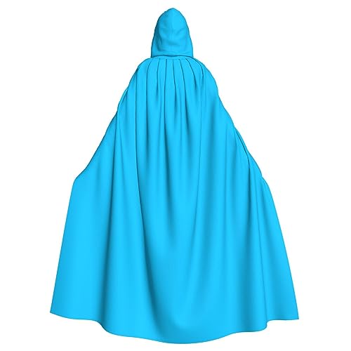 WZYWHJ Einfarbiger hellblauer Cosplay-Poncho mit Kapuze, Umhang für Damen und Herren, Halloween-Party von WZYWHJ