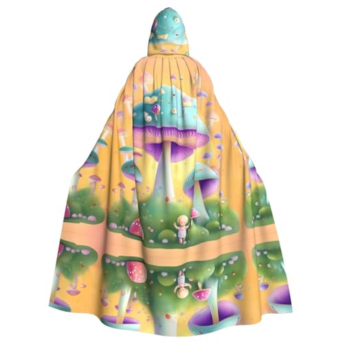 WZYWHJ Fantasie-Pilz-Druck Aldult Cosplay Poncho Kapuzenumhang für Damen und Herren Halloween Party von WZYWHJ