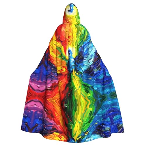 WZYWHJ Farbenfroher Phoenix im Himmel-Druck, Aldult Cosplay-Poncho mit Kapuze, Umhang für Damen und Herren, Halloween-Party von WZYWHJ