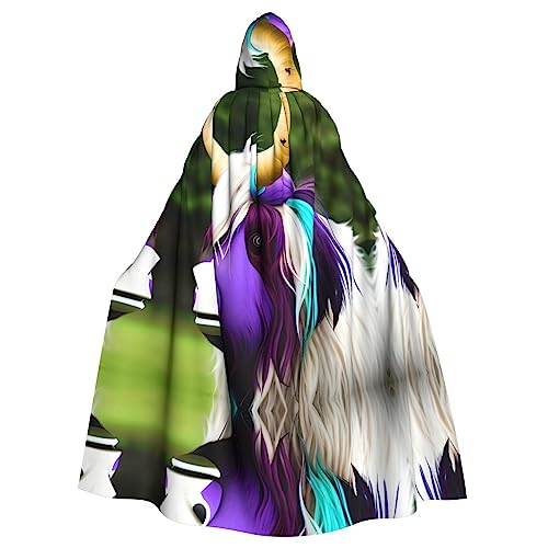 WZYWHJ Farbenfrohes Kuhkopf-Muster, Aldult Qualität, Cosplay-Poncho mit Kapuze, Umhang für Damen und Herren, Halloween von WZYWHJ