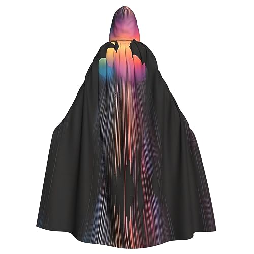 WZYWHJ Farbenfrohes Regenbogen-Regenmuster, Aldult Qualität, Cosplay-Poncho mit Kapuze, Umhang für Damen und Herren, Halloween von WZYWHJ