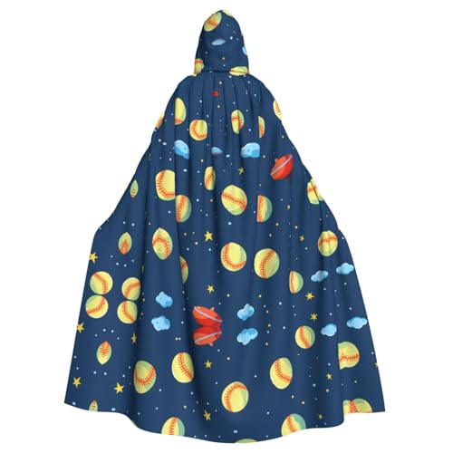 WZYWHJ Fastball Ball Pitcher Prints Aldult Qualität Cosplay Poncho Kapuzenumhang für Damen und Herren Halloween von WZYWHJ