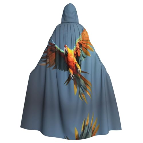 WZYWHJ Fliegender Papageien-Druck Aldult Cosplay Poncho mit Kapuze für Damen und Herren Halloween-Party von WZYWHJ