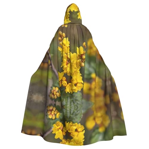 WZYWHJ Gelber Osmanthus bedruckter Aldult Cosplay Poncho mit Kapuze für Damen und Herren Halloween Party von WZYWHJ