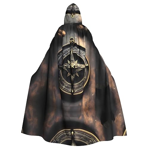 WZYWHJ Magical Design Norse Runen Kompass Bild Aldult Cosplay Poncho Kapuzenumhang für Damen und Herren Halloween Party von WZYWHJ