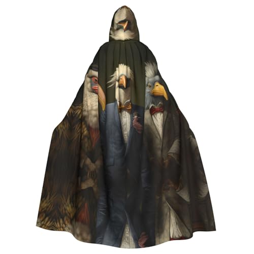 WZYWHJ Mehrfacher Vogelkopf-Anthropomorphismen, bedruckter Cosplay-Poncho mit Kapuze, Umhang für Damen und Herren, Halloween-Party von WZYWHJ