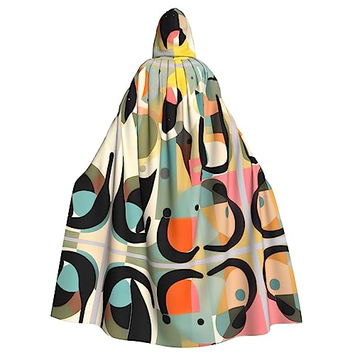 WZYWHJ Mid-Century Moderne Kunst Katze gedruckt Aldult Cosplay Poncho Kapuzenumhang für Damen und Herren Halloween Party von WZYWHJ