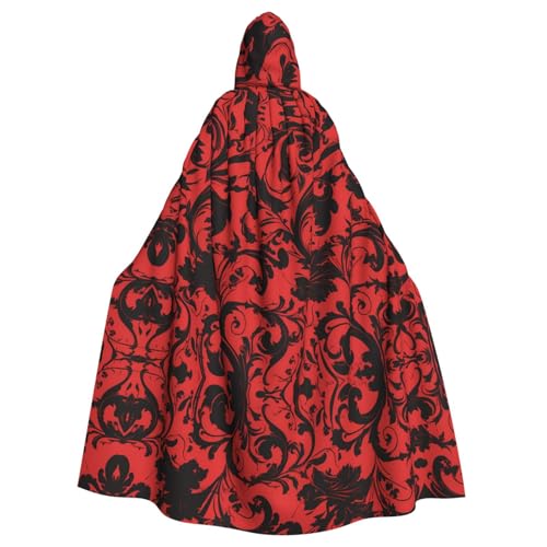 WZYWHJ Modischer roter und schwarzer Druck aldult Qualität Cosplay Poncho Kapuzenumhang für Damen und Herren Halloween von WZYWHJ