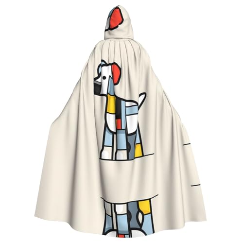 WZYWHJ Mondrian Abstraktionismus Kleintier bedruckter Aldult Cosplay Poncho mit Kapuze für Damen und Herren Halloween Party von WZYWHJ