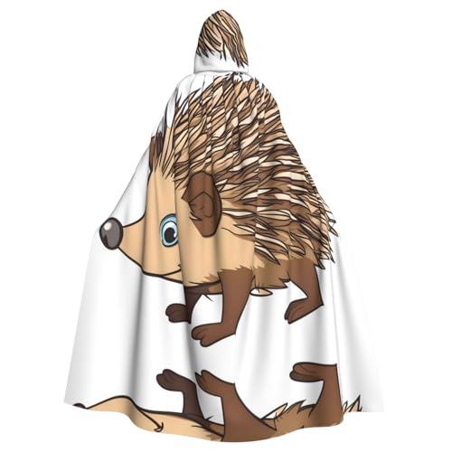 WZYWHJ Niedliches Cartoon-Igel-Muster, Aldult Qualität, Cosplay-Poncho mit Kapuze, Umhang für Damen und Herren von WZYWHJ