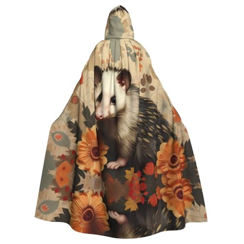 WZYWHJ Opossum Muster Drucke Aldult Qualität Cosplay Poncho Kapuzenumhang für Damen und Herren Halloween von WZYWHJ