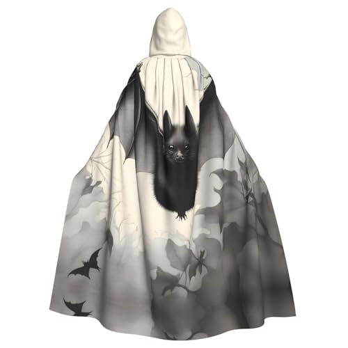 WZYWHJ Poncho mit Fledermaus-Druck, Aldult Cosplay, Kapuzenumhang für Damen und Herren, Halloween-Party von WZYWHJ