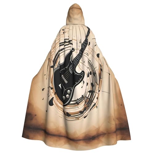 WZYWHJ Poncho mit Kapuze, Motiv: Gitarre, Bass, Musikinstrumente, Aldult, Cosplay, für Damen und Herren, Halloween-Party von WZYWHJ