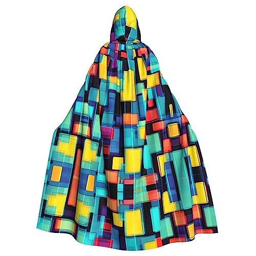 WZYWHJ Quadratisches Geometrie-Diagramm, bedruckt aldult Cosplay, Poncho mit Kapuze, Umhang für Damen und Herren, Halloween-Party von WZYWHJ