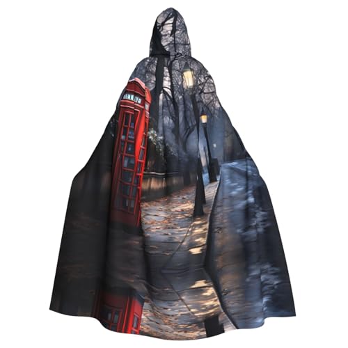 WZYWHJ Rote Telefonzelle London Street Prints Aldult Qualität Cosplay Poncho Kapuzenumhang für Damen und Herren Halloween von WZYWHJ