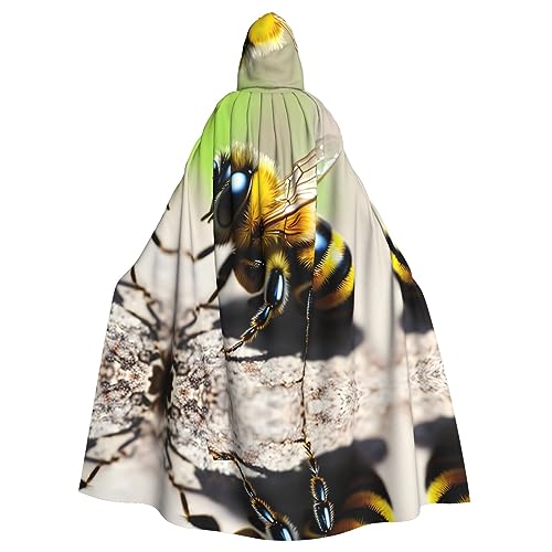 WZYWHJ Süßer kleiner Bienen-Druck, Aldult Cosplay-Poncho mit Kapuze, Umhang für Männer und Frauen, Halloween-Party von WZYWHJ