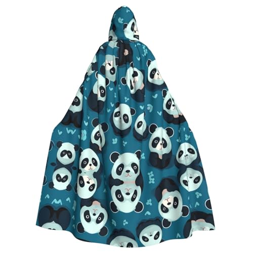 WZYWHJ Süßer kleiner Panda-Muster, Aldult Qualität, Cosplay-Poncho mit Kapuze, Umhang für Damen und Herren von WZYWHJ