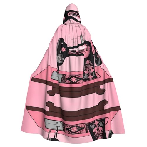 WZYWHJ Vintage rosa Nähmaschine Bild aldult Cosplay Poncho Kapuzenumhang für Damen und Herren Halloween Party von WZYWHJ