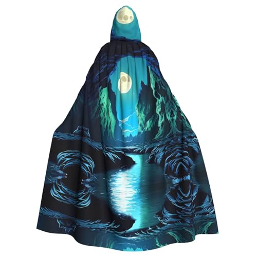 WZYWHJ Wasser-Mond-Höhle Bild aldult Cosplay Poncho Kapuzenumhang für Damen und Herren Halloween Party von WZYWHJ