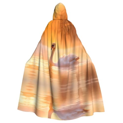 WZYWHJ Weißer Schwan am See, Aldult Cosplay, Poncho mit Kapuze, Umhang für Damen und Herren, Halloween-Party von WZYWHJ