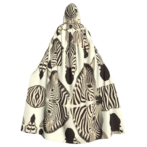 WZYWHJ Zebra-Poncho mit feinen Linien, Muster, Aldult Cosplay, Kapuzenumhang für Damen und Herren, Halloween-Party von WZYWHJ