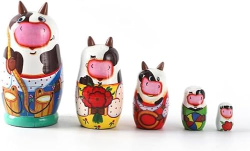 WZYYCV Spielzeug matroschka Russische Nistpuppen Süßes Muster handgefertigtes Holzmatryoshka -Puppen -Stapel verschachtelte Set Kindergeschenk Matroschkas von WZYYCV