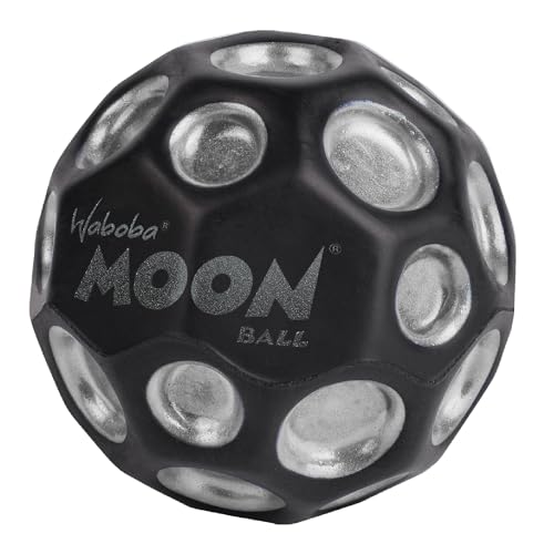 Waboba Dark Side of Moon – Springender Gummiball – Patentiertes Original-Design Ballkrater Erzeugen beim Aufprall EIN knallendes Geräusch – Leicht Greifbar – Flummies für Kinder - Silber - 65mm von Waboba