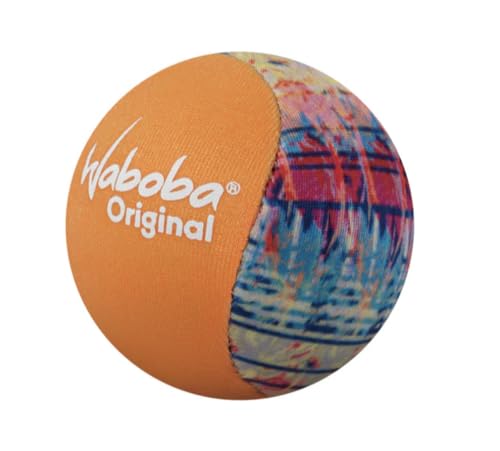 Waboba Original Wasserhüpfball - Wasserfestes Strandspielzeug, Poolspiele für Kinder & Erwachsene, Outdoor-Spaß - Model Design (5,6 cm) - Orange Swirls von Waboba