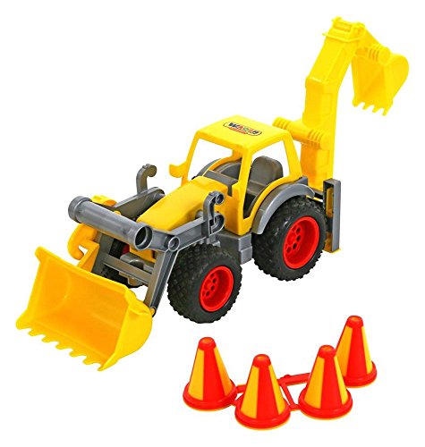 WADER ConsTruck Radlader mit Heckbagger Baustelle von Wader Quality Toys