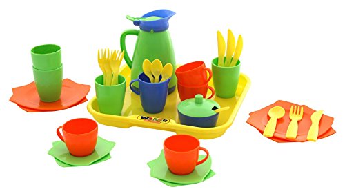 WADER 34 tlg Kaffee Speise Service Tablett Puppenservice Kinderservice von Wader Quality Toys