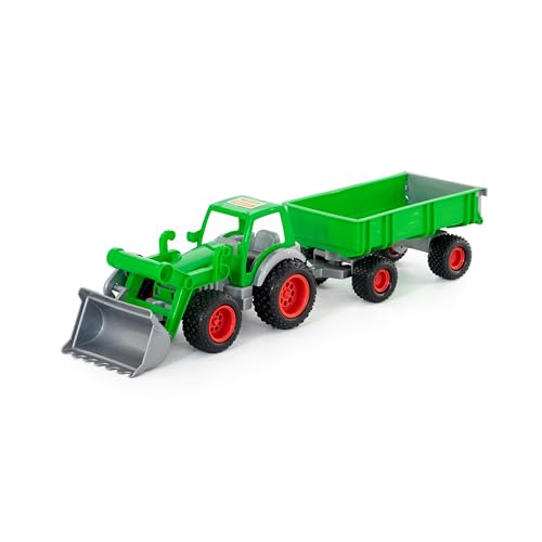 WADER Farmer Technic Traktor mit Frontlader und 2-Achs-Hänger von Wader Quality Toys