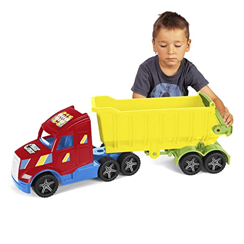 Wader 36300 - Magic Truck Kipper mit Heckklappe, ab 3 Jahren, ca. 79 cm, ideal als Geschenk für kreatives Spielen von Wader