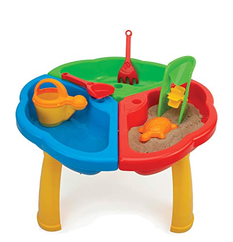 Wader 72000 - Spieltisch für Sand und Wasser mit Gießkanne, Schaufel, Rechen, Sandmühle und Sandform, 6-teilig, ab 12 Monaten, ideal für Garten, Sandkasten, Strand oder als Geschenk von Wader